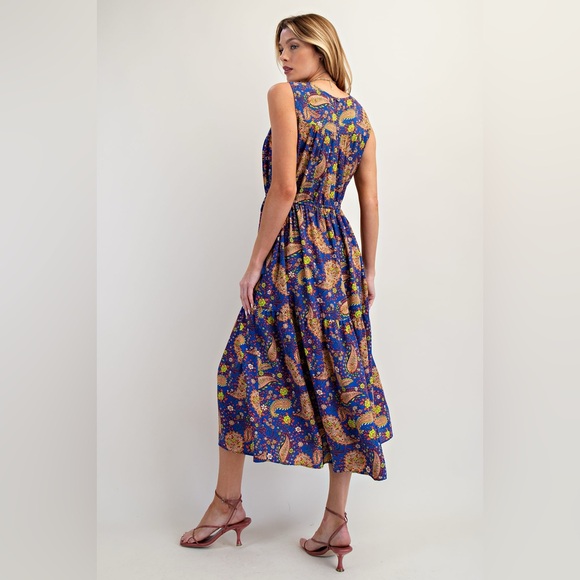 #320 New! Easel Blue Paisley Dress - Picture 2 of 2